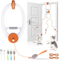 Interactive Cat Toys for Indoor Cats, Automatic Electric Flying Bird Feather Wand Toy, Best Kitten & Adult Cat Enrichment Toy Hanging Electric Kitty Toys for Bored Cats, Orange