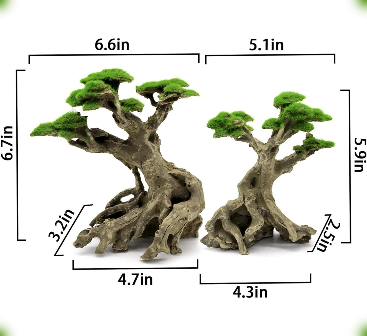 Novelsite Fish Tank Decor- Bonsai Trees with Faux Moss- Aquarium Rocks Aquascaping- Made of Sandstone, Goldfish Betta Fish Tank Decorations Hides Accessories