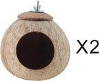 Bird Nest for Cage Natural Coconut Shell Birds House 2 Pack Parakeet Hide Breeding Hut Bird Cage Accessories & Decor Hamster Toys for Parrot Lovebirds Budgies Cockatiel Conure Finch Canary