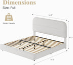 HOMBCK Full Size Bed Frame, Boucle Upholstered Bed Frame Full with Headboard and Thickened Footboard, Rounded Corners, No Box Spring Needed, Easy Assembly, White