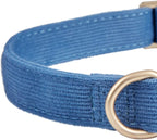 Soft Corduroy Dog Collar and Leash Set Adjustable Durable Dog Collars with Metal Buckle and Lead for Large Dogs,Royal Blue