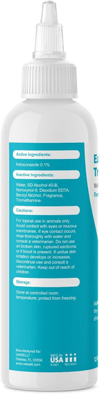 VetWELL Dog Ear Cleaner Solution & Infection Treatment for Dogs & Cats, Tris Otic Cleanser Drops Helps Eliminate Odor and Relieve Infections - 12oz