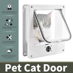 EASY JOY Cat Doors(Outer Size 8.6" x 7.5"), 4-Way Locking Cat Door for Interior Exterior Doors, Weatherproof pet Door with Magnet for Cat or Dog < 16.1 inches in Girth(White M)