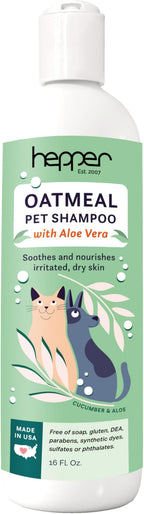 Hepper Oatmeal Shampoo for Dogs, Cats and Other Pets - All Natural Pet Shampoo: No Dog Soap, Cat Soap or Pet Soap - Dog Shampoo Sensitive Skin, Dog Dry Skin, Dog Itchy Skin Treatment -Cucumber & Aloe