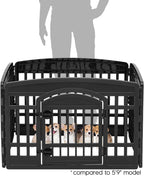 IRIS USA 24" 4-Panel Dog Playpen with Door, 35 x 35 x 24, Puppy Playpen, Dog Play Pen Indoors, Pet Fence, Puppies/Small Dogs, Black