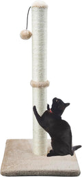 Dimaka 34" Height Tall Cat Scratching Post, Claw Scratcher with Sisal Rope and Covered with Soft Smooth Plush, Vertical Scratch [Full Strectch] (Light Brown, 34 inches for Large Cats)