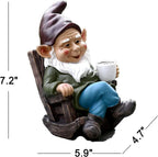 OwMell Drinking Coffee Garden Gnome Statue Decoration 7.3" Figurine Ornament for Indoor Outdoor Home Patio Yard Lawn - Coffee