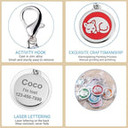 Personalized Pet ID Tags with Lobster Claw Clasp for Kittens and Cats - Small pet Tags for Cats, cat Name Tags for Collar, Custom cat id tag (Sleeping-Round-Small: Pink)