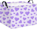 Rectangular Valentines Basket for Women Girls Storage Bin Organizer Box Shelf Room Decor(Purple Heart)