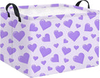 Rectangular Valentines Basket for Women Girls Storage Bin Organizer Box Shelf Room Decor(Purple Heart)