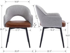 DUOMAY Modern Swivel Dining Chairs Set of 2, Linen & Faux Leather Upholstered Accent Side Chair, Home Office Desk Chair with No Wheels for Dining Room Living Room Office, Light Grey