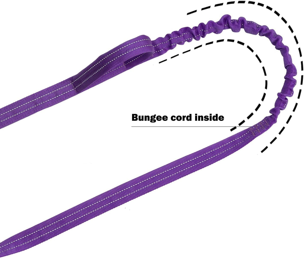ICEFANG Tactical Dog Leash,K9 Training Walking Bungee Lead with 2 Control Handle,Heavy Duty Quick Release Metal Clasp,for Medium Large Breed (Reflective Purple, 6 FT)