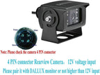 Bus Truck Vehicle Backup Cameras Wide View Angle cab cam Rearview Reverse Waterproof Night Vision 4 PIN Cam for Travel Trailer/Pickup/Van/RV Camper/Motor Home (12V,package not include extension cable)