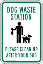 ComplianceSigns.com Dog Waste Station Please Clean Up After Your Dog Sign Reflective Sign, 18x12 in. with Center Holes on 80 mil Aluminum, American Made Safety Signs for the Workplace