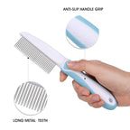 Professional Stainless Steel Grooming Comb for Dogs & Cats - Detangler for Long/Curly Hair, Removes Tough Mats, Knots & Tangles - Pain-Free Undercoat Deshedding Tool for DIY Pet Grooming