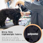 Dog Grooming Smock for Men Women, Anti-Static Smock for Pet Shop Dog Cat Grooming Bathing, Long Sleeves, Water Resistant and Hair Proof, (Solid Purple L)