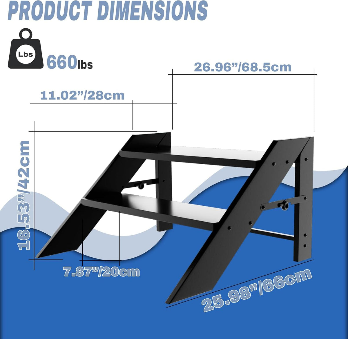 RV Step Stool Foldable, Folding 2 Step Ladder, Hot Tub Steps, Portable Pool Ladder, 660Lbs Heavy Duty Ladder Shelf Outdoor Mobile Home Stairs for Camper, Porch, SPA Poo, Pet