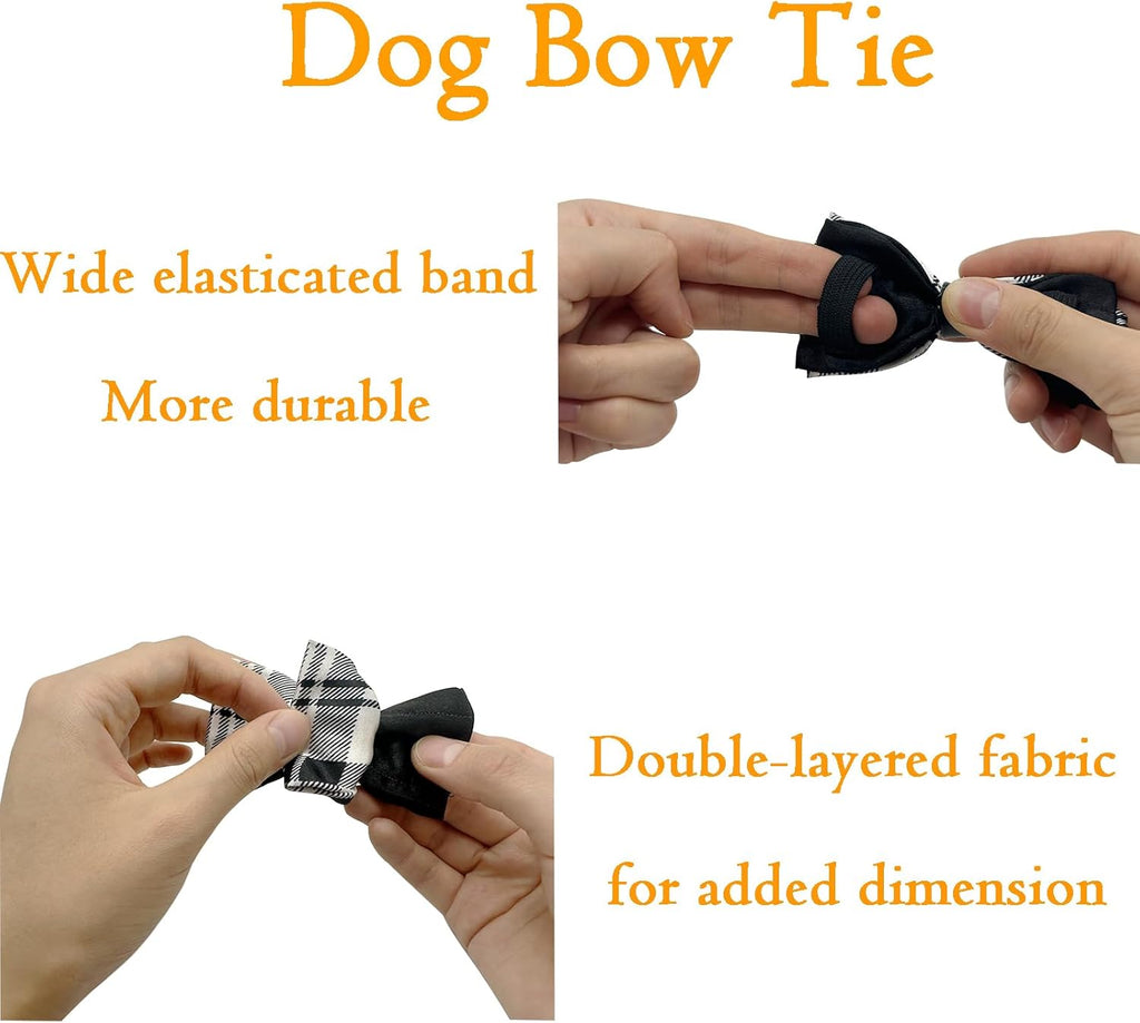 10 PCS Dogs Collar Elastic Attachment Bow Ties for Small Medium Large Pet/Cats Puppies Collar Charms Accessories Slides Bowties for Birthday Wedding Parties(Classic Medium)