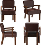 Accent Chair, PU Leather Living Room Chairs Oversized with Soft Seat and Armrests, Armchair for Bedroom, Dinning, Reading, Waiting Rooms (Leather Cherry)