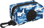 Dog Poop Bag Holder for Leashes - Lightweight Pet Waste Bags Dispenser Doggy Zippered Pouch for Puppy Walking Accessories(Shark Camo)