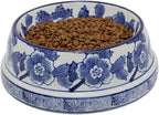 Aimusego Blue and White Cute Heavy Duty Non-Slip Chinoiserie Ceramic Pet Bowl Food/Water Dish for Large Puppies, Cats, Retrievers, Medium Sized Dogs-9inch