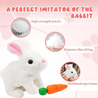 Easter Bunny Toy, Rabbit Interactive Hopping Electronic Pet Plush Bunny Toy with Sounds and Movements Animated Walking Wiggle Ears Twitch Nose (White)