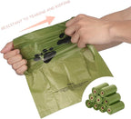 2 Pack Poop Bag Holder with Flashlight Waste Bag Dispenser for Leash with Clip and Battery Poop Bag Dispenser with Green Scented Poop Bags for Dog Walking(Black,2 Dispenser 60 Bags)