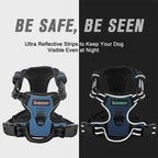 BARKBAY No Pull Dog Harness Front Clip Heavy Duty Reflective Easy Control Handle for Large Dog Walking(Navy,M)
