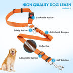 SlowTon Dog Seat Belt for Car, 2 Pack Dog Car Harness Seatbelt Adjustable with Elastic Bungee Buffer, 2 in 1 Pet Car Leash Headrest Restraint Dog Reflective Safety Tether (Orange, Headrest+Clip)