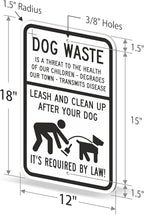 SmartSign "Dog Waste Is A Threat, Leash And Clean Up After Your Dog" Sign | 12" x 18" Aluminum