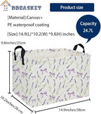 Rectangle Girls Baskets Flower Basket Cute Storage Bin Organizer Box for Room Decor Gift Basket(Purple flowers)