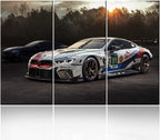Black and White Pictures Sports Car Painting Canvas 3 Pieces Canvas Wall Art Modern Artwork Home Decorations for Living Room Bedroom Giclee Wooden Frame Gallery-wrapped Ready to Hang 28 x 14inch x 3