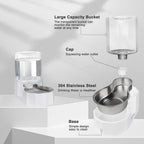 Sfozstra Gravity Water Bowl Dispenser : Automatic 4L White Cat Stainless Steel Feeder Without Filters for Pets Indoor/Outdoor by Owners