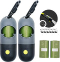 2 Pack Poop Bag Holder with Flashlight Waste Bag Dispenser for Leash with Clip and Battery Poop Bag Dispenser with Green Scented Poop Bags for Dog Walking(Black,2 Dispenser 60 Bags)