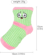 Squeaky Plush Dog Toy - Funny Stuffed Socks for Small Medium Dogs - Cute Pet Chew Toy Birthday Gift (White Pink)