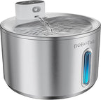 135oz/4L Stainless Steel Cat Water Fountain - Ultra-Quiet Automatic Pet Drinking Fountain for Cats&Dogs Indoor, Automatic Dog Watering Dispenser Bowl with Watering Level Window and Filter (Silver)
