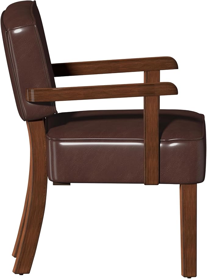 Accent Chair, PU Leather Living Room Chairs Oversized with Soft Seat and Armrests, Armchair for Bedroom, Dinning, Reading, Waiting Rooms (Leather Cherry)
