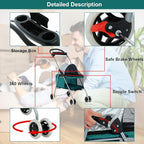 BestPet Pet Stroller Cat Dog Stroller Travel Folding Carrier,Teal