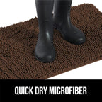 GORILLA GRIP SoakSTOPPER Dog Door Mat, 70x24 Machine Washable Rug Absorbent Doormat Captures Moisture Mud Dirt, Quick Dry Soft Chenille Entryway Rugs Indoor Entrance Mats for Dog Paws, Brown