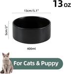 Ceramic 5.1inch Set of 2 Dog and Cat Bowls, Food and Water Feeder for Small Breed Dogs, Kitty, Cats, 2pcs Dog & Cat Dishes(2 Bowls, Black)