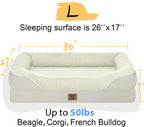 Orthopedic Washable Large Dog Bed - Egg Foam Dog Bed for Large and Medium Dogs Big Pet Beds with Removable Washable Cover and Bolster Non-Slip Bottom