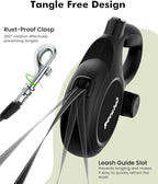 26ft Retractable Dog Leash, Heavy Duty Retractable Pet Leash with Poop Bag Holder, Anti-Slip Soft Grip, Reflective Dog Leashes for Medium Dogs Large Dogs up to 110 lbs(Black)