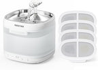 PAWGETHER® Cat Water Fountain with 4 Filters, Ultra Quiet Pumpless Pet Water Fountain with Stainless Steel Tray, 67oz/2L Water Fountains for Cats Indoor with 360° Motion Sensor for Cats & Dogs