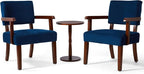 Accent Chair Set of 2 with Table, Living Room Chairs with Velvet Soft Seat & Armrests for Living Room Bedroom Reading Room Waiting Room (Velvet Navy)