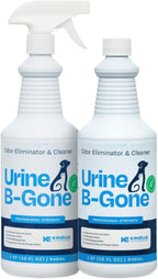 KINZUA ENVIRONMENTAL Urine B-Gone, Professional Enzyme Odor Eliminator & Pet Stain Remover, Human, Cat & Dog Urine Cleaner, Effective on Laundry, Carpets & More, Original Scent, 32oz, Pack of Two