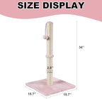 Dimaka Tall Cat Scratching Post, Claw Scratcher with Sisal Rope and Covered with Soft Smooth Plush, Vertical Scratch [Full Strectch] for Standard Size Cats (Pink, 34 inches for Large Cats)