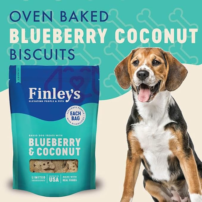 Finley's Blueberry Coconut Dog Biscuit Treats, All Natural, Limited Ingredient Dog, 12 Ounce (Pack of 1)