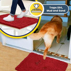 Muddy Mat® | Super Absorbent Door Mat Indoor, Microfiber Quick Dry Chenille Entryway Rug, Non-Slip Front Door Mat, Indoor Mats for Entryway, Machine Washable Pet Rug, Red 28"x18"