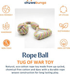 Tug of War Dog Toy 12 Inch Eco Cotton Interactive Dog Rope Toy with Grip Handle & Rope Tug Ball with Natural, Non-Toxic Dyes Tug Toy for Medium & Small Dogs (Rainbow)