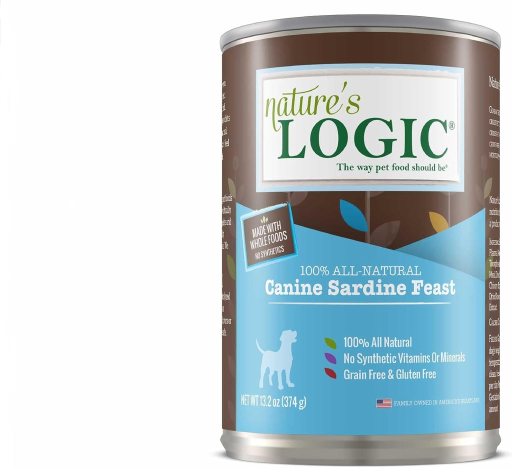 Nature's Logic Grain-Free Canned Dog Food - 90% Animal Proteins - 100% Natural Wet Dog Food Cans - No Common Allergens - All Life Stages - Ideal for Sensitive Dogs - Sardine, 12/13.2oz
